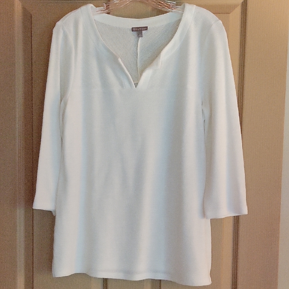 Talbots White V-Neck Blouse